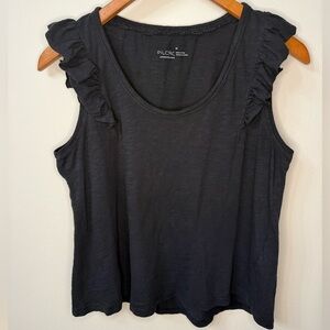 Pilcro Anthropologie Black Ruffle Sleeve Tank Top Size M